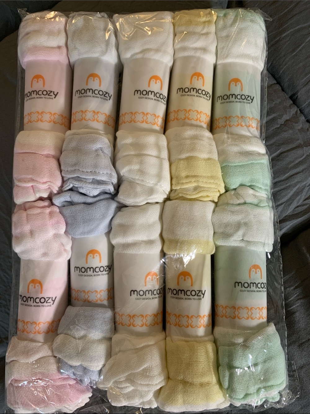 MomCozy Muslin Washcloths for baby.